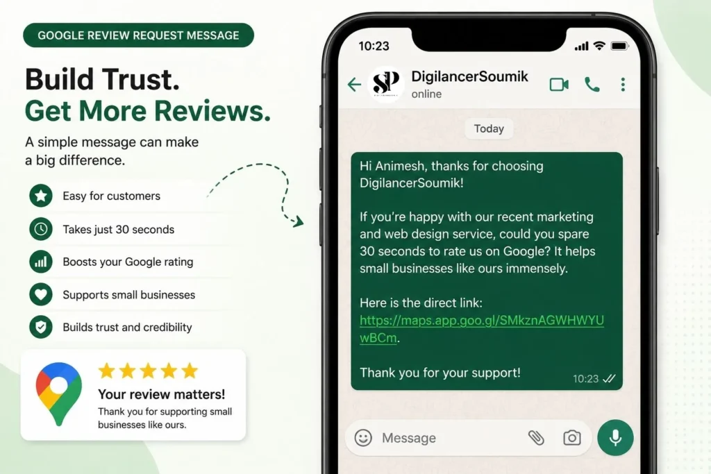 WhatsApp review request templet for local SEO